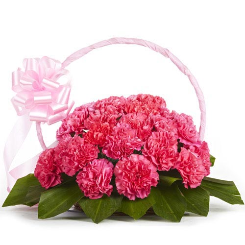 Pink Carnations Basket